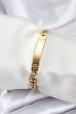 316L Çelik Gold Renk Yazı Yazmaya Uygun Kadın Bileklik - Lisinya
