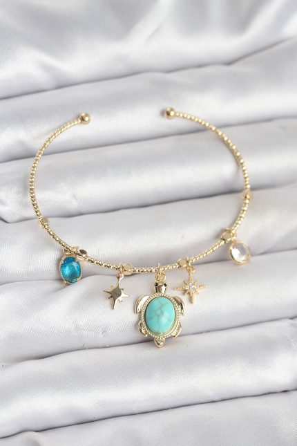 Caretta Caretta Charmlı Gold Renk Kadın Bileklik - Lisinya