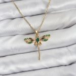 316L Çelik Zincir Gold Renk Yusufçuk Model Zirkon Taşlı Kadın Kolye - Lisinya