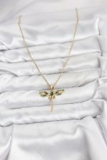 316L Çelik Zincir Gold Renk Yusufçuk Model Zirkon Taşlı Kadın Kolye - Lisinya - Görsel 2