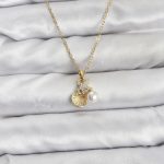 316L Çelik Zincir Gold Renk Deniz Kabuğu ve Deniz Yıldızı Model Zirkon Taşlı Kadın Kolye - Lisinya