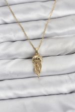 316L Çelik Zincir Gold Renk Deniz Anası Model Zirkon Taşlı Kadın Kolye - Lisinya