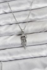 316L Çelik Zincir Gümüş Renk Deniz Anası Model Zirkon Taşlı Kadın Kolye - Lisinya