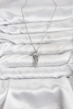 316L Çelik Zincir Gümüş Renk Deniz Anası Model Zirkon Taşlı Kadın Kolye - Lisinya - Görsel 2