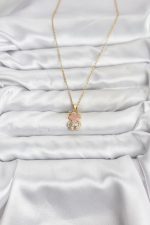 316L Çelik Zincir Gold Renk Teddy Bear Model Zirkon Taşlı Kadın Kolye - Lisinya - Görsel 2