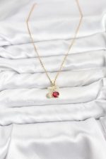 316L Çelik Zincir Gold Renk Kiraz Model Zirkon Taşlı Kadın Kolye - Lisinya - Görsel 2