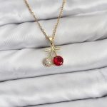 316L Çelik Zincir Gold Renk Kiraz Model Zirkon Taşlı Kadın Kolye - Lisinya