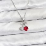 316L Çelik Zincir Gümüş Renk Kiraz Model Zirkon Taşlı Kadın Kolye - Lisinya