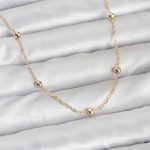 CM 14K Gold Renk Pirinç Top Zincirli 60 cm Kadın Kolye - Lisinya
