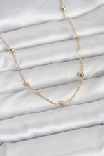 CM 14K Gold Renk Pirinç Top Zincirli 60 cm Kadın Kolye - Lisinya