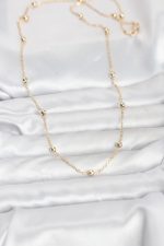 CM 14K Gold Renk Pirinç Top Zincirli 60 cm Kadın Kolye - Lisinya - Görsel 2