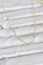 CM 14K Gold Renk İnce Top Zincirli 60 cm Kadın Kolye - Lisinya