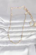 CM 14K Gold Renk Kesme Çubuk Zincir Topçuklu Model 60 cm Kadın Kolye - Lisinya - Görsel 2