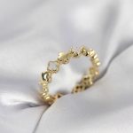 Gold Renk Sedefli Yonca Model Kadın Yüzük - Lisinya