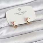 Pembe Yunus Balığı Model Gold Renk Pirinç Çocuk Küpe - Lisinya