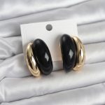 Damla Model Siyah Vintage Gold Renk Kadın Küpe - Lisinya