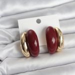 Damla Model Bordo Vintage Gold Renk Kadın Küpe - Lisinya