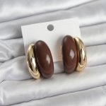 Damla Model Kahverengi Vintage Gold Renk Kadın Küpe - Lisinya