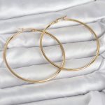 316L Çelik Gold Renk 60 mm Halka Kadın Küpe - Lisinya