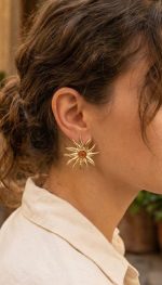 Güneş Model Gold Renk Pirinç Kadın Küpe - Lisinya
