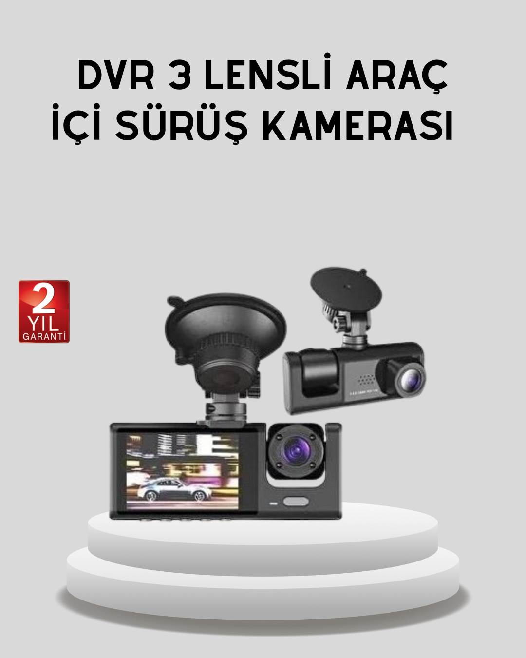 2-1 Full HD Üç Kameralı Araç Kamerası 170° Geniş Açılı ve Park Destekli - Lisinya - Görsel 1