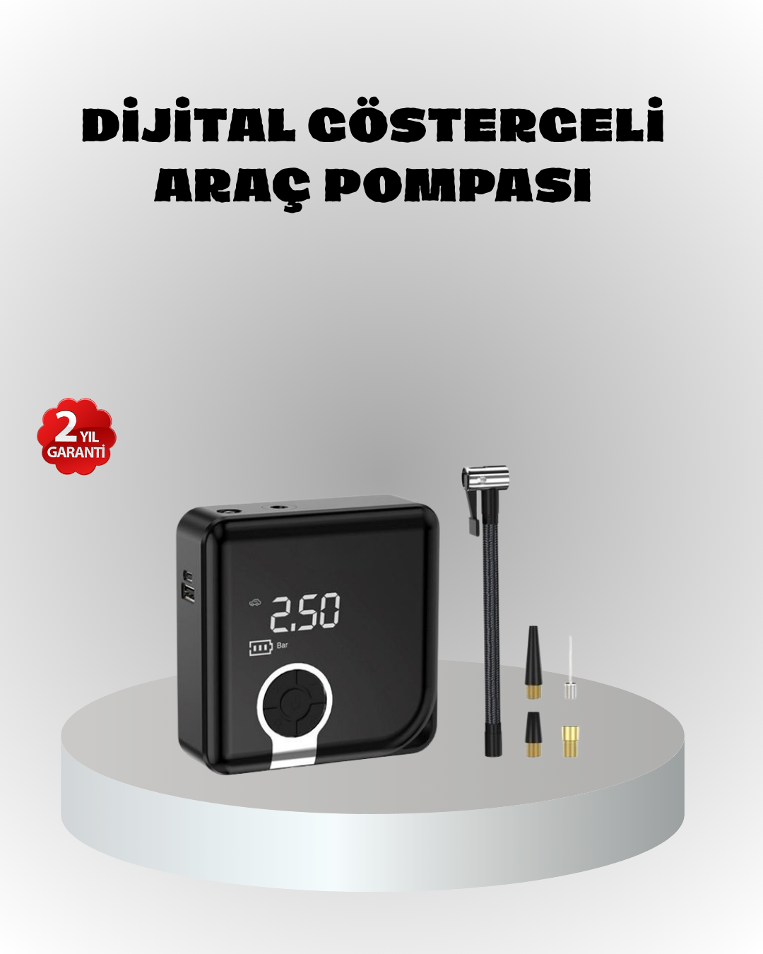 2-129 Dijital Ekranlı Şarjlı Hava Kompresörü 150 PSI Güçlü Motorlu - Lisinya - Görsel 1
