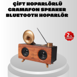 Çift Hoparlörlü Retro Bluetooth Speaker 1800mAh Bataryalı AUX USB SD Kartlı - Lisinya