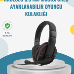 Kırmızı Gaming Kulaklık Stereo Mikrofonlu Dayanıklı Örgü Kablolu - Lisinya