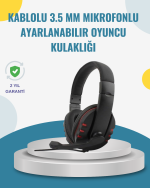 Kırmızı Gaming Kulaklık Stereo Mikrofonlu Dayanıklı Örgü Kablolu - Lisinya