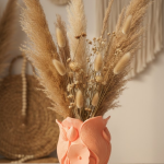 3D Özel Baskı Turuncu Çiçekli Dekoratif Vazo Salon Ofis Dekoru - Lisinya