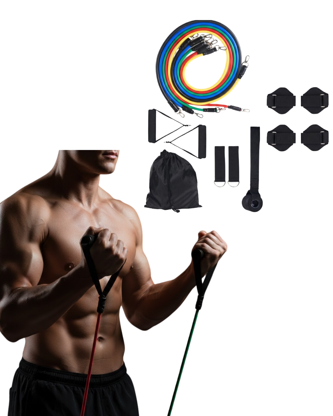 2-17 Direnç Seviyeli Pilates ve Fitness Egzersiz Bandı Seti Kapı Askılı - Lisinya - Görsel 1