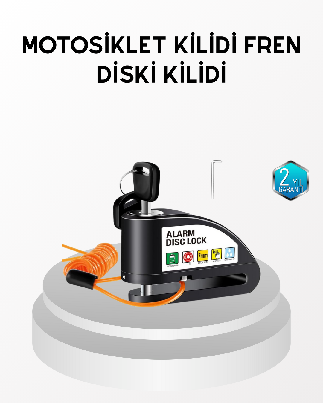 2-195 Anti Hırsızlık 110 dB Alarm Disk Fren Kilidi Suya Dayanıklı Çelik Güvenlik Kilidi - Lisinya - Görsel 1