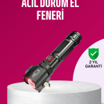 Acil Durum El Feneri Çekiç ve Pusula Özellikli Güçlü Işık - Lisinya