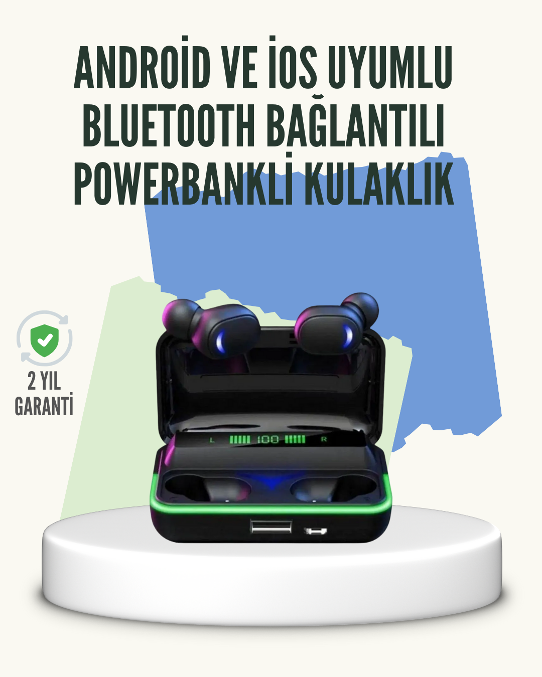 2-66 E10 Powerbank Şarjlı Bluetooth 5.1 Kulaklık Spor ve Oyun İçin - Lisinya - Görsel 1