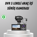 Üç Kameralı Araç DVR Full HD Gece Görüşlü ve 2 inç IPS Ekranlı - Lisinya
