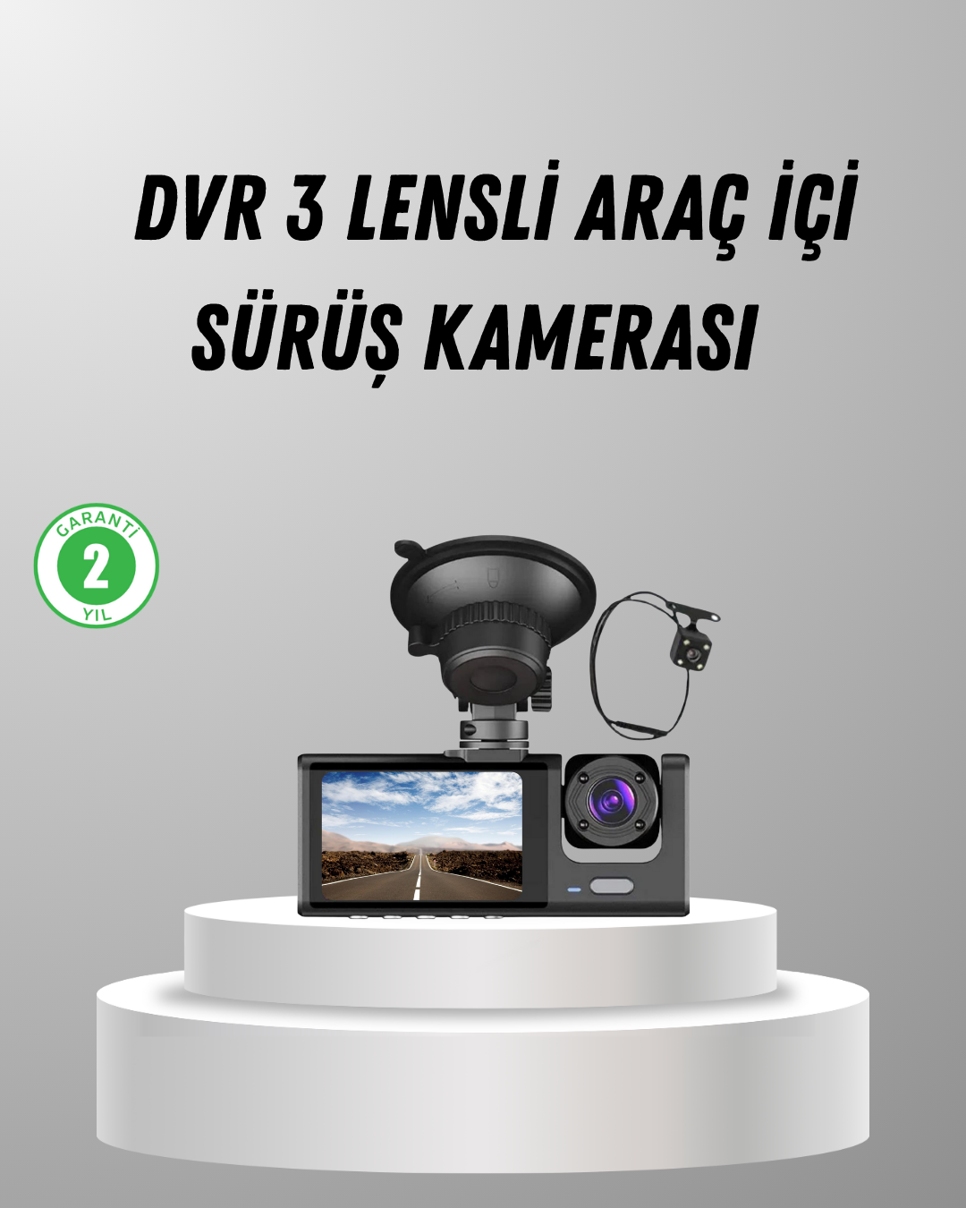 3-1 Üç Kameralı Araç DVR Full HD Gece Görüşlü ve 2 inç IPS Ekranlı - Lisinya - Görsel 1