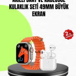 Watch 9 Max Akıllı Saat Seti 2 Kordonlu Kablosuz Kulaklık Hediyeli - Lisinya