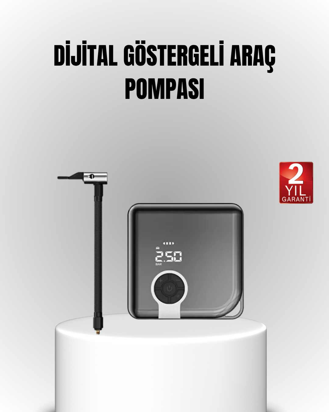 3-129 6000mAh Bataryalı Type-C Şarjlı Mini Hava Kompresörü LED Işıklı - Lisinya - Görsel 1