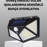 100 LED Solar Lamba Hareket Algılamalı Bahçe Duvar Dış Mekan Aydınlatma - Lisinya