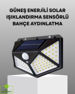 100 LED Solar Lamba Hareket Algılamalı Bahçe Duvar Dış Mekan Aydınlatma - Lisinya