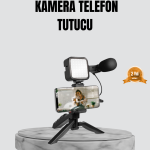 Telefon Video Çekim Kiti LED Aydınlatma Mikrofon Tripodlu Tam Set - Lisinya