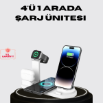 Apple Uyumlu Kablosuz Şarj İstasyonu 4 Cihaz Destekli ve Hızlı Şarjlı - Lisinya