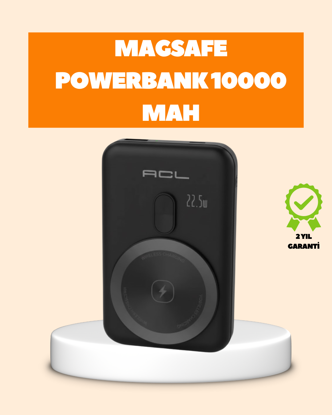 3-42 LCD Ekranlı Kablosuz Powerbank Type C ve USB Çıkışlı - Lisinya - Görsel 1