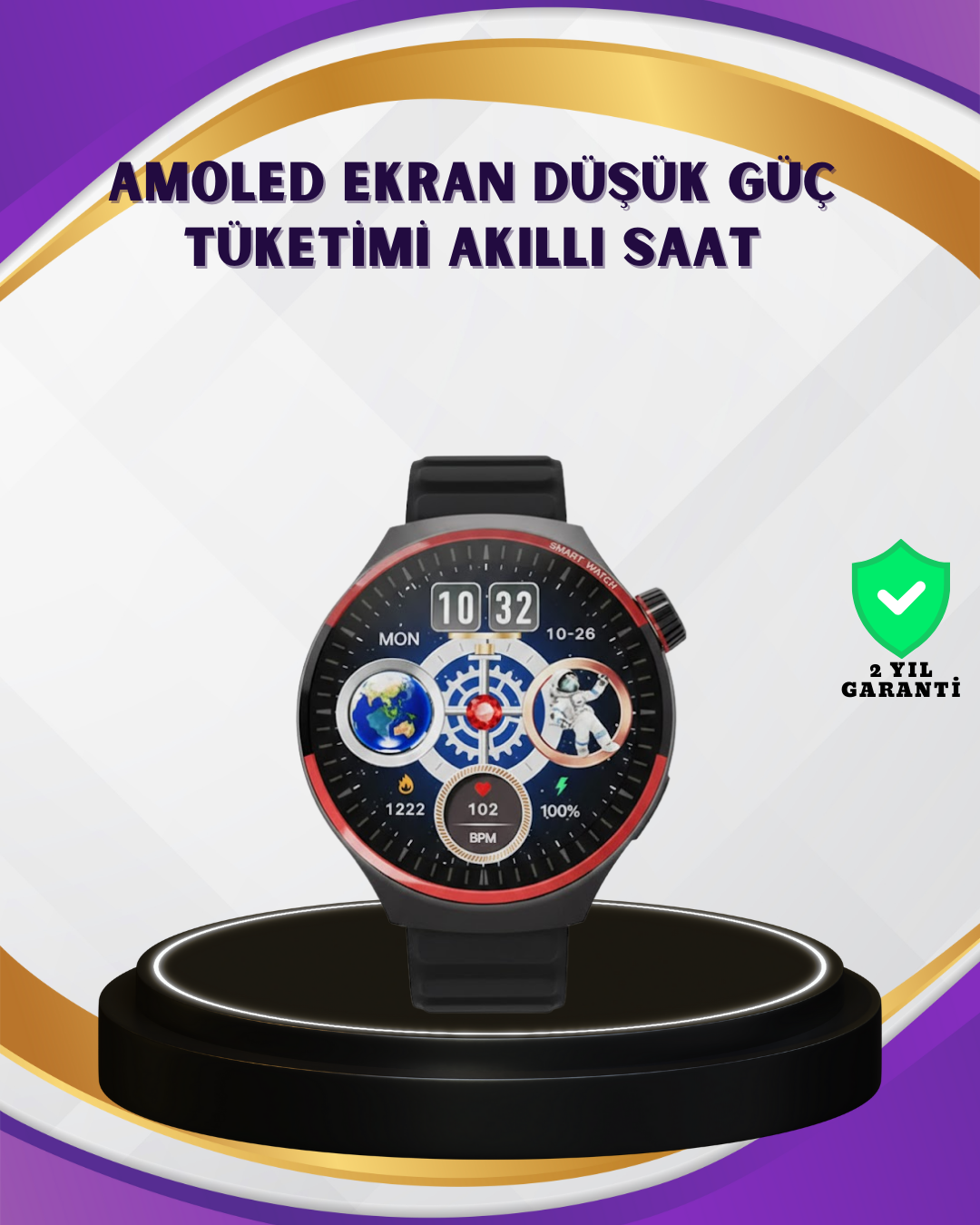3-44 Dokunmatik Akıllı Saat Kablosuz Şarj AMOLED Ekran - Lisinya - Görsel 1