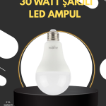 Acil Durumlar İçin Şarjlı LED Ampul 6400K Soğuk Beyaz 30 Watt - Lisinya