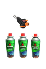 3 Kartuşlu Çakmak Pürmüz Seti - Turbo Tourch Kamp Piknik Pürmüz Seti ( Lisinya )