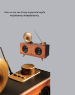 Çift Hoparlörlü Retro Bluetooth Speaker 1800mAh Bataryalı AUX USB SD Kartlı - Lisinya - Görsel 2