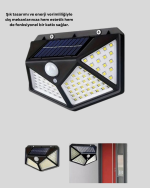 100 LED Solar Lamba Hareket Algılamalı Bahçe Duvar Dış Mekan Aydınlatma - Lisinya - Görsel 2