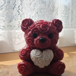 3D Gül Tasarımlı Kalp Ayıcık 10cm Şık Dekoratif Biblo - Lisinya