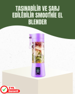 USB Şarjlı Portatif Blender 380ml Çelik 304 Bıçaklı Mobil Smoothie Maker - Lisinya